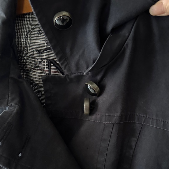 Mackage Women's Black Trim Leather Trench Coat - Picture 4 of 16